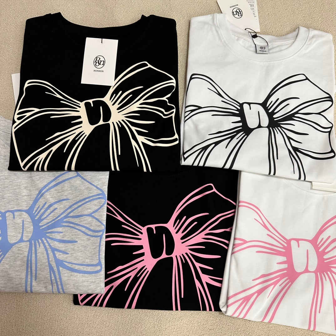 【一口價$282/件】韓國潮牌RonRon BIG RIBBON LINE T SHIRT -5 Color