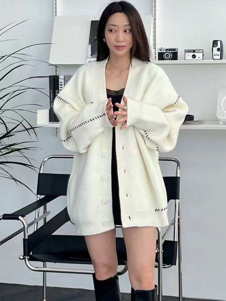 韓國直送 PLUS 82 HIYA Handmade Stitch Cardigan