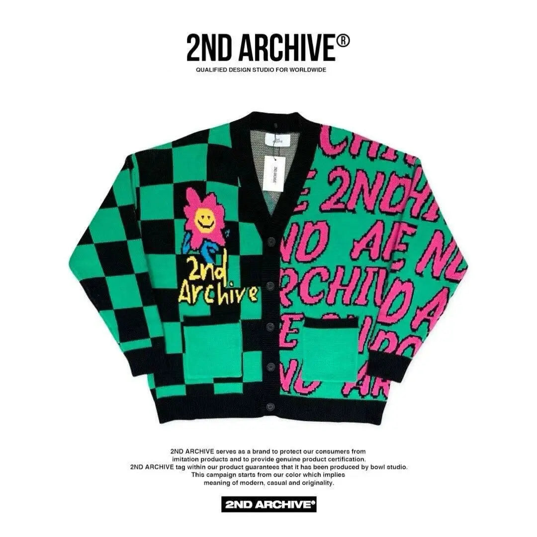 【一口價$449/件】🇰🇷韓國直送🇰🇷 2ND ARCHIVE Smiley Flower Check Cardigan 2ND ARCHIVE