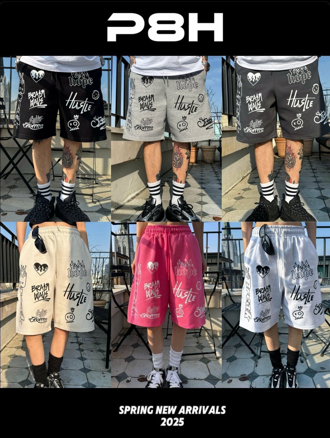 韓國直送 PLUS 82 HIYA Firework Graffiti Shorts - HLY & CHOCCICO
