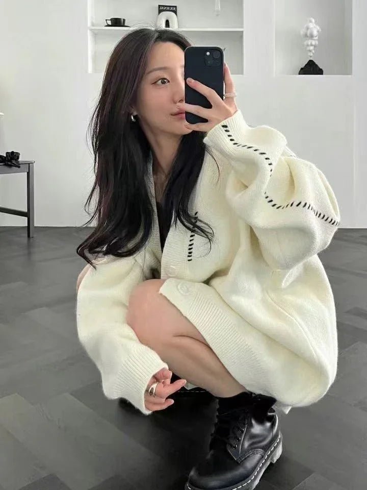 韓國直送 PLUS 82 HIYA Handmade Stitch Cardigan - HLY & CHOCCICO