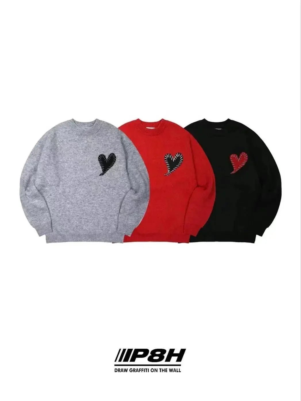 韓國直送 PLUS 82 HIYA Heart Stitch Knit - 3 Color - HLY & CHOCCICO