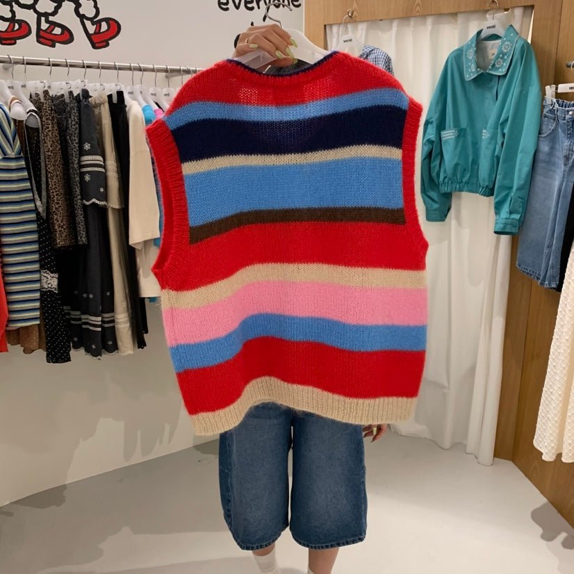 韓國直送Rainbow Striped Cardigan Vest HLY & CHOCCICO
