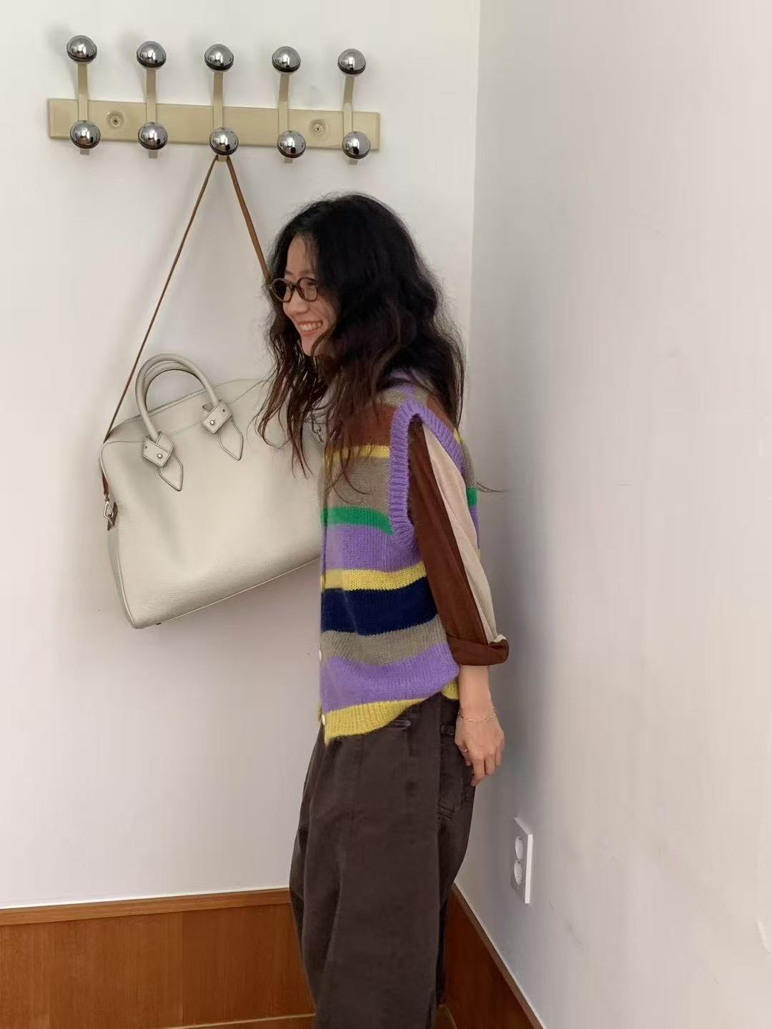 韓國直送Rainbow Striped Cardigan Vest - HLY & CHOCCICO