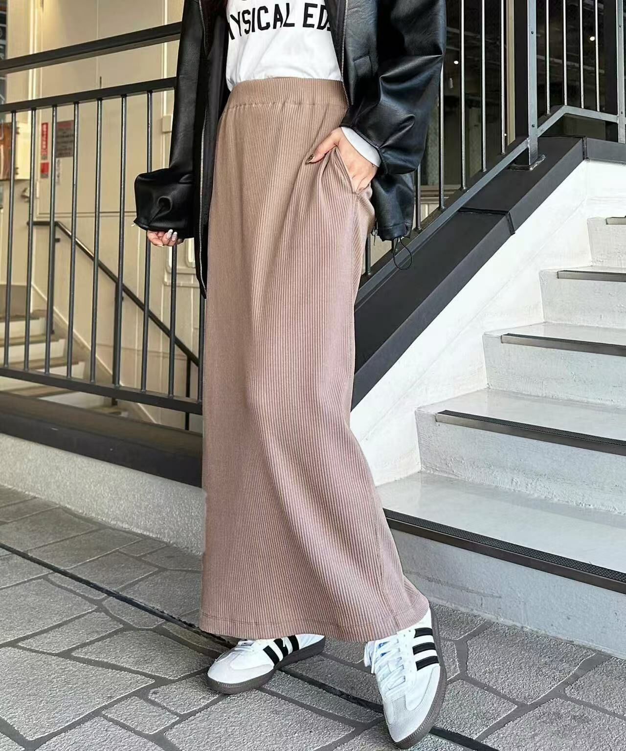 日本直送 Ribbed Tight Long Skirt - HLY & CHOCCICO