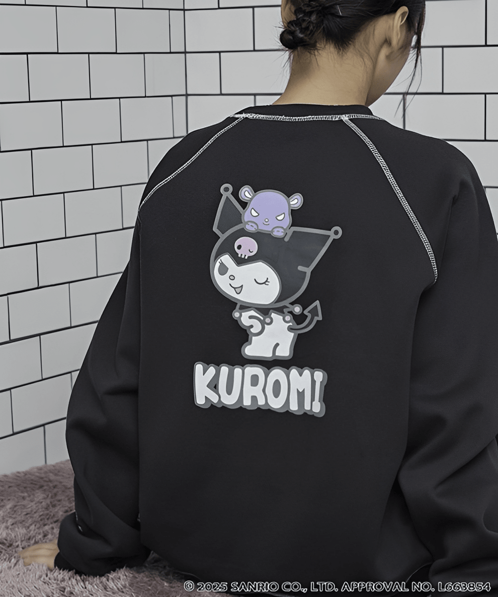 日本直送Sanrio embroidery assorted print oversized crew neck sweatshirt - HLY & CHOCCICO