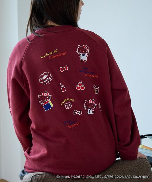 日本直送Sanrio embroidery assorted print oversized crew neck sweatshirt - HLY & CHOCCICO
