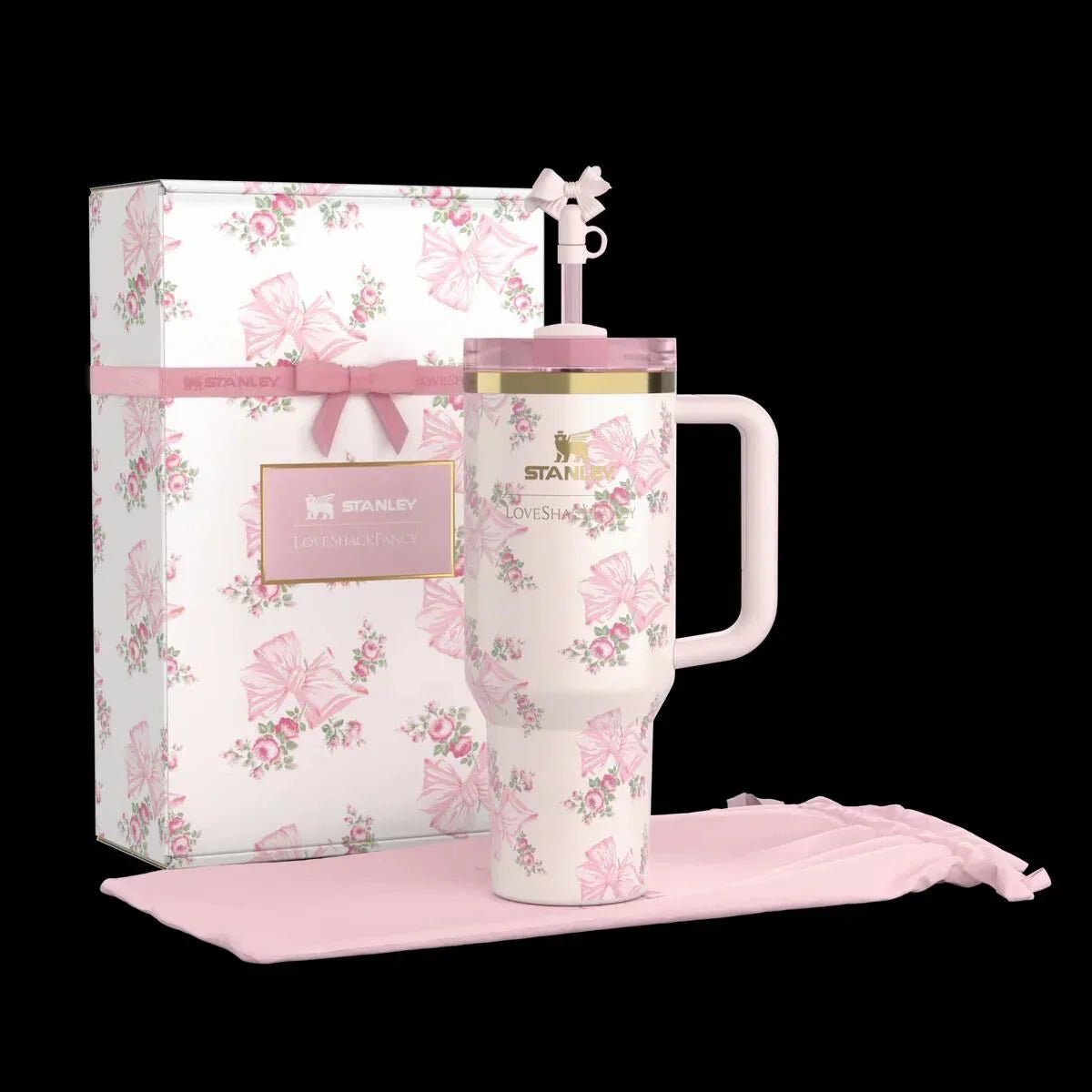 Stanley X LoveShack Fancy HOLIDAY Limited Edition Rosa Beaux Quencher 40oz - HLY & CHOCCICO