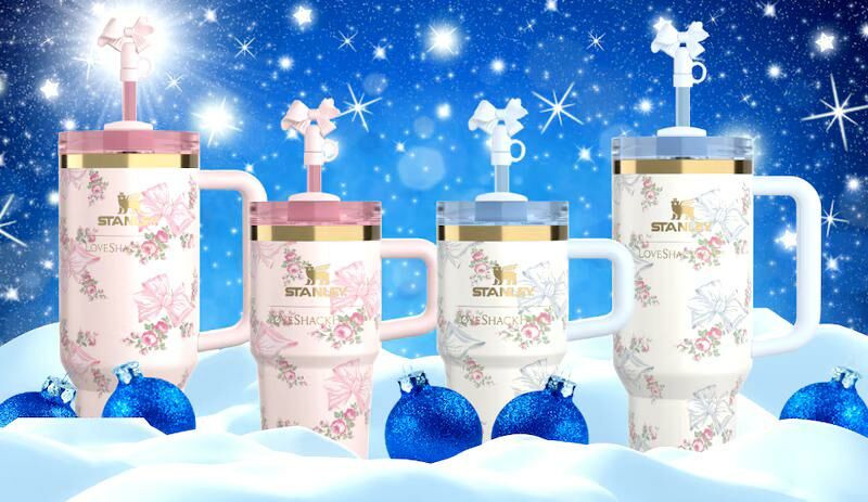 Stanley X LoveShack Fancy HOLIDAY Limited Edition Rosa Beaux Quencher 40oz - HLY & CHOCCICO