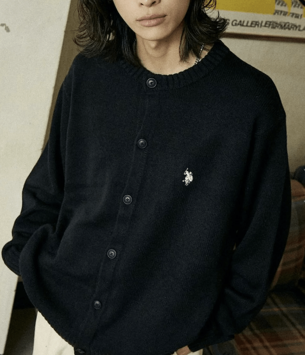 日本直送 U.S. POLO ASSN.別注 CREW NECK KNIT CARDIGAN - HLY & CHOCCICO