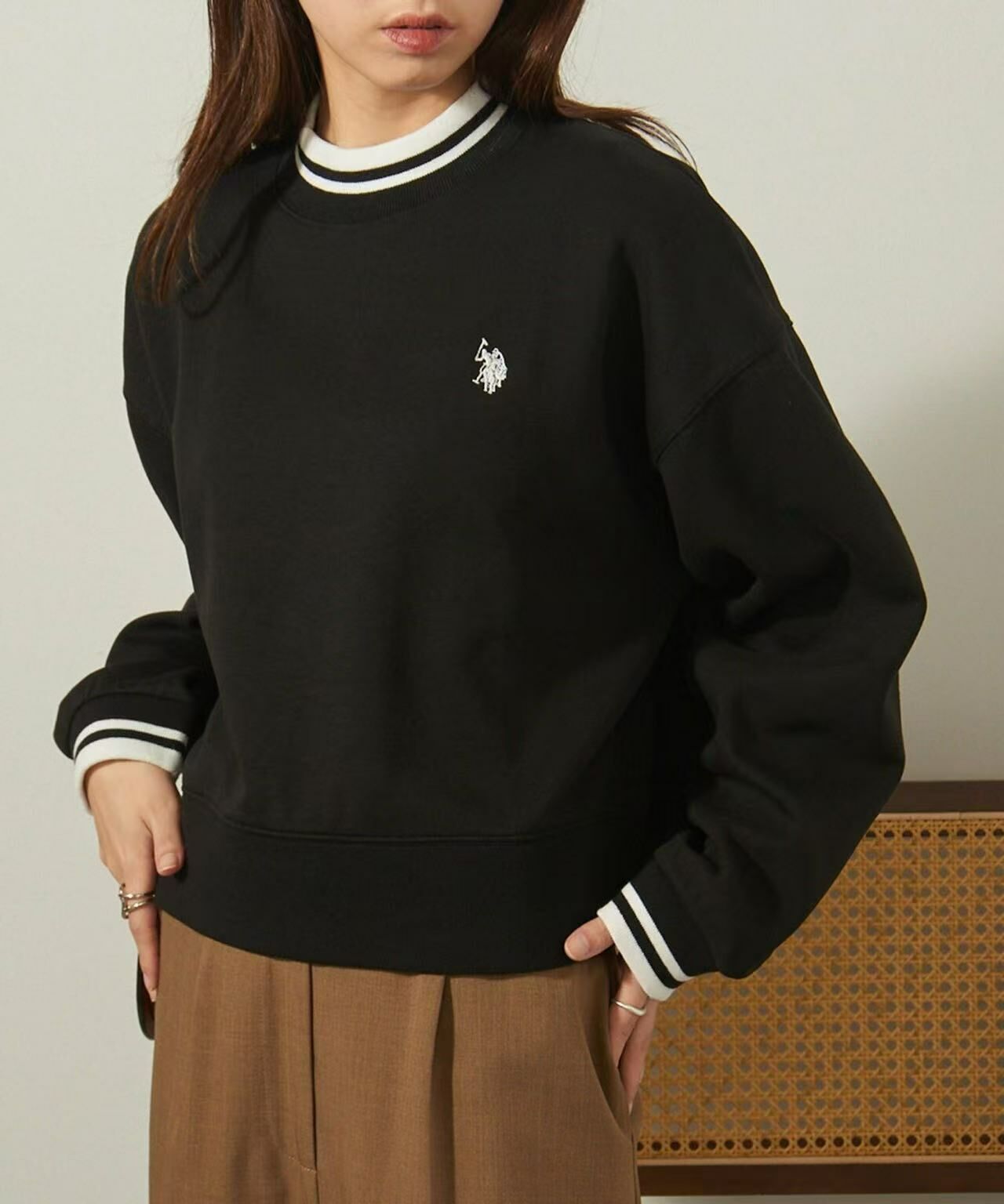 日本直送U.S. POLO ASSN Mock Neck Short Sweat - HLY & CHOCCICO