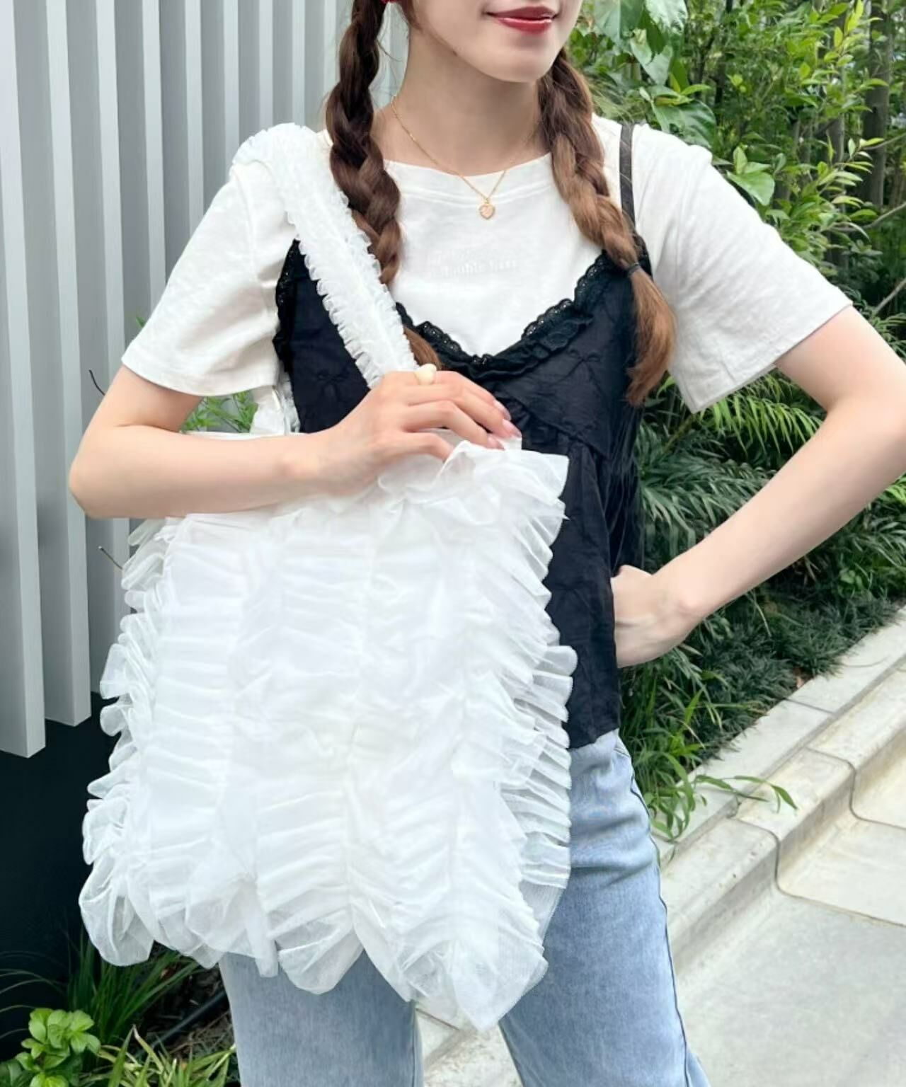 日本直送Volume tulle tote bag - HLY & CHOCCICO