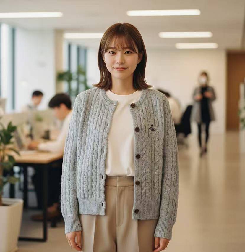 Westwood日系復古刺繡雪花點麻花開胸外套 - HLY & CHOCCICO