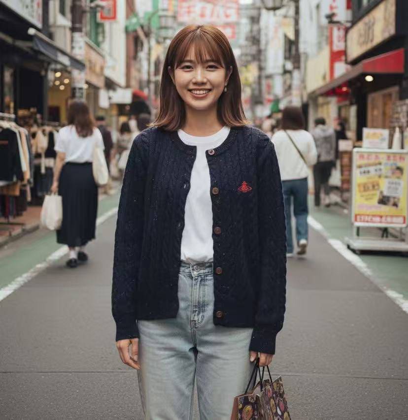 Westwood日系復古刺繡雪花點麻花開胸外套 - HLY & CHOCCICO