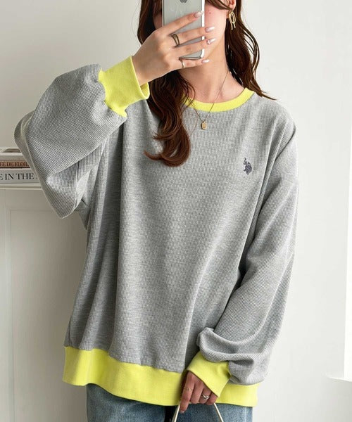 日本直送【U.S. POLO ASSN.】Oversized Waffle Top