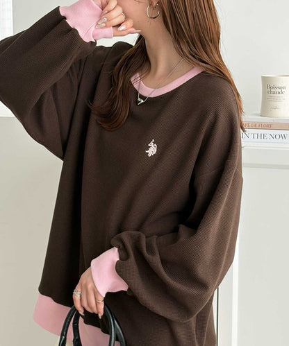 日本直送【U.S. POLO ASSN.】Oversized Waffle Top