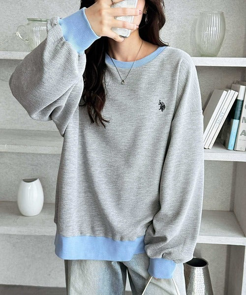 日本直送【U.S. POLO ASSN.】Oversized Waffle Top