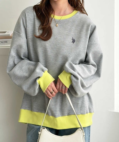 日本直送【U.S. POLO ASSN.】Oversized Waffle Top