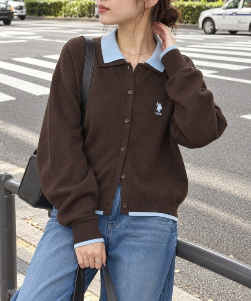 日本直送【U.S. POLO ASSN.】Collar Knit Cardigan