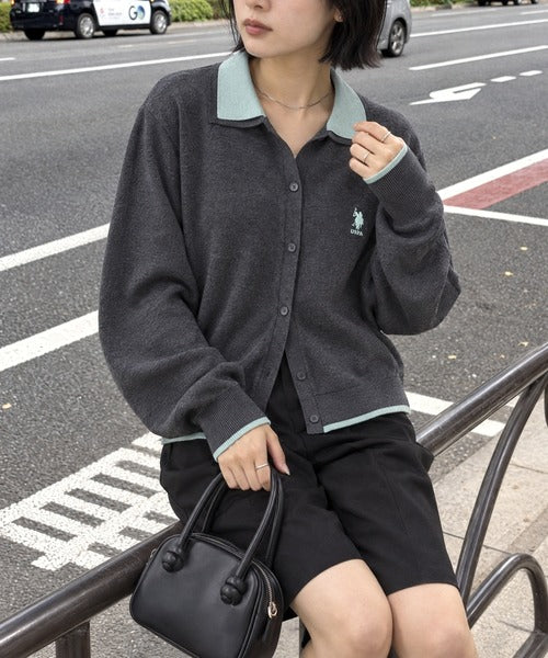 日本直送【U.S. POLO ASSN.】Collar Knit Cardigan