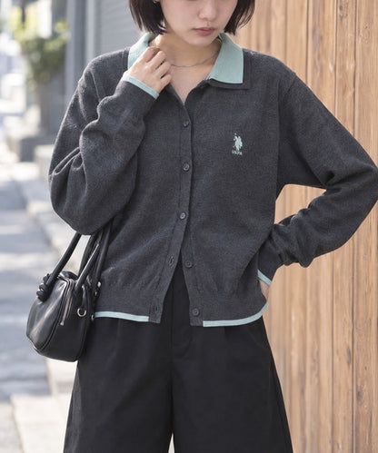 日本直送【U.S. POLO ASSN.】Collar Knit Cardigan