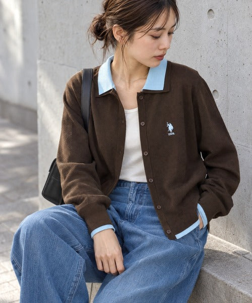 日本直送【U.S. POLO ASSN.】Collar Knit Cardigan
