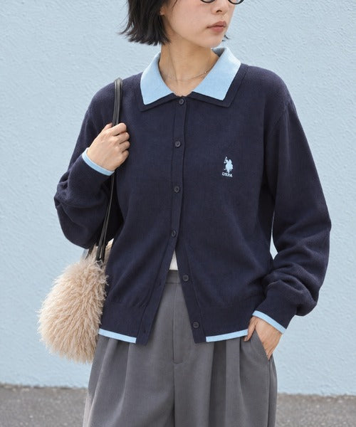 日本直送【U.S. POLO ASSN.】Collar Knit Cardigan