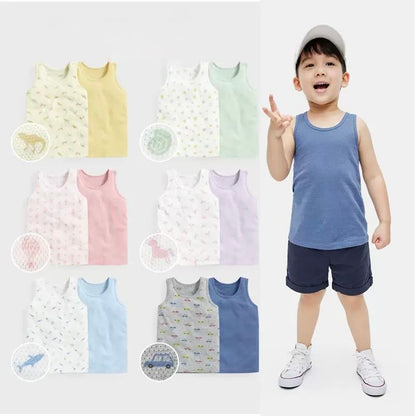 🌟售完即止🌟日系網眼純棉卡通背心 (1組2入) ( 🚚貨期 4 - 6星期 ) - HLY &amp; CHOCCICO