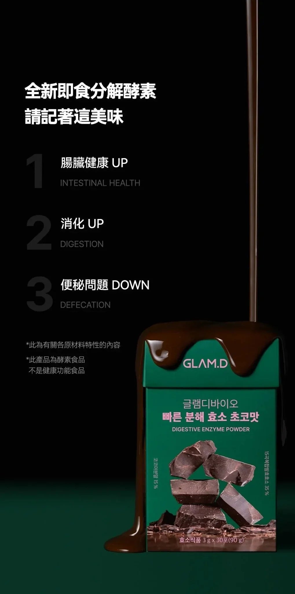 【一口價$185起/盒】GLAM.D 極速分解酵素 3g (1盒30包) 4款口味 - HLY &amp; CHOCCICO