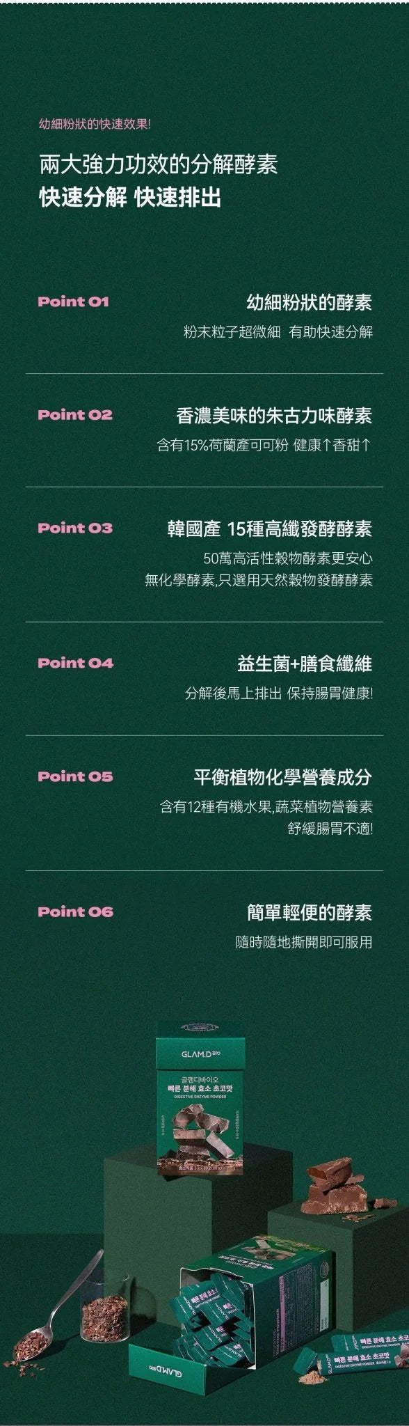 【一口價$185起/盒】GLAM.D 極速分解酵素 3g (1盒30包) 4款口味 - HLY &amp; CHOCCICO