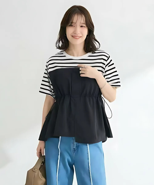 日本直送Bustier Docking Drost 5 Minute Sleeve Pullover