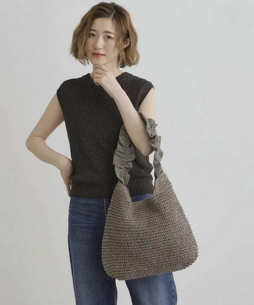 日本直送Frill Gather Paper One Shoulder
