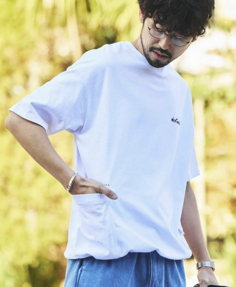 日本直送 Wild Things × Freak's  Store Big Silhouette Side Pocket Crew Neck Tee