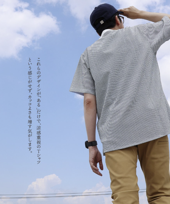 日本直送 Stretch Dry UV Cut Summer Light Thin Neat Skinny Pocket Tee HLY & CHOCCICO