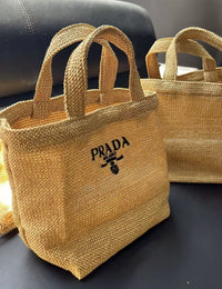 Prada Beauty 麻質草手提袋 Gift （有盒） - HLY & CHOCCICO
