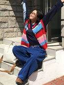 韓國直送Rainbow Striped Cardigan Vest - HLY & CHOCCICO