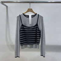 韓國直送Striped Overlay Top