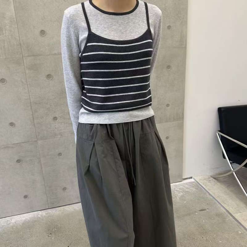 韓國直送Striped Overlay Top