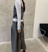 韓國直送Striped Overlay Top