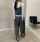 韓國直送Striped Overlay Top