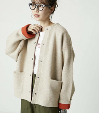 日本直送FREAK'S STORE Back Color Snap Knit Cardigan