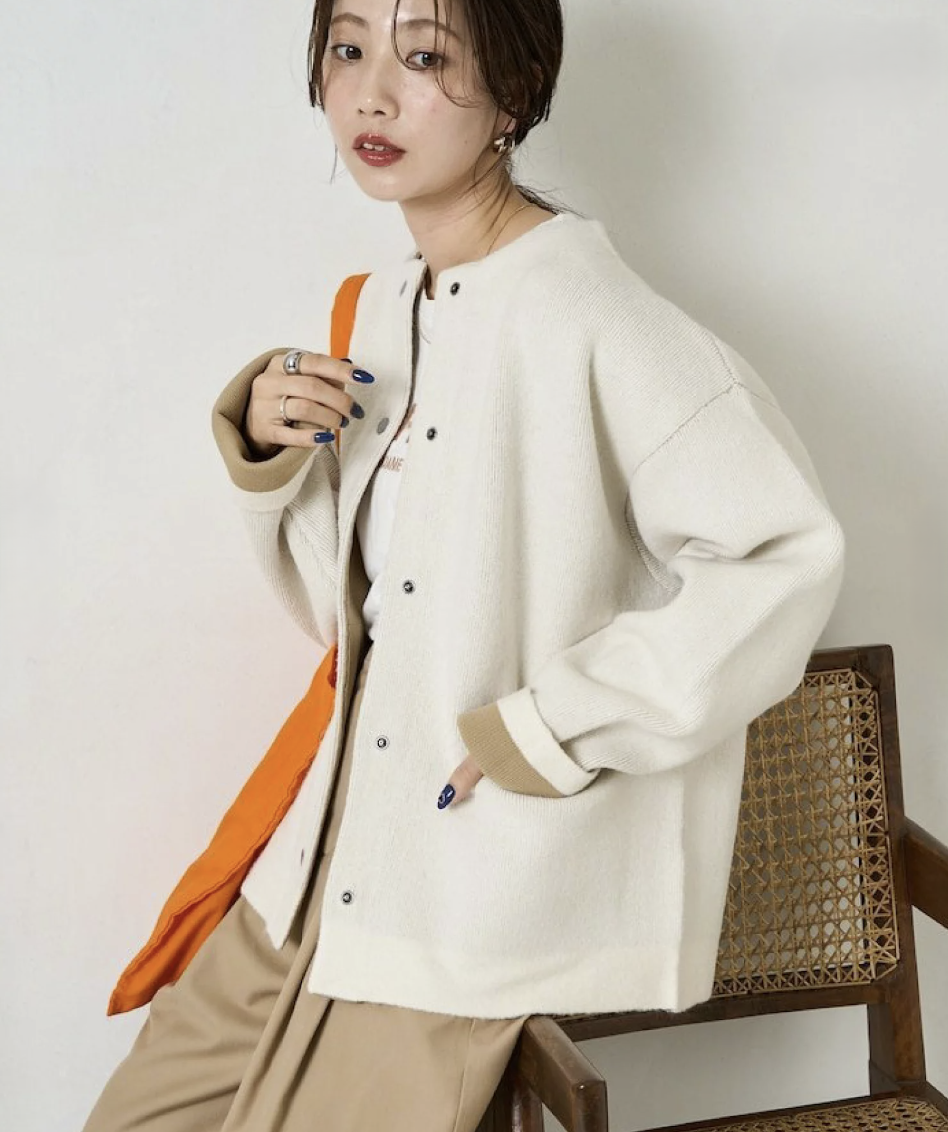 日本直送FREAK'S STORE Back Color Snap Knit Cardigan