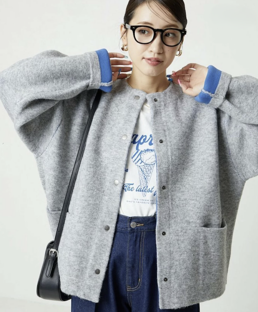 日本直送FREAK'S STORE Back Color Snap Knit Cardigan