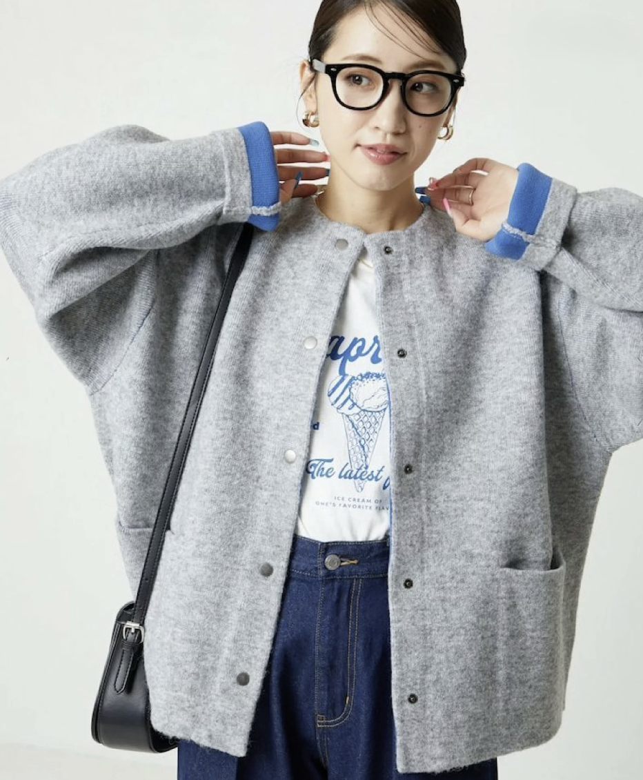 日本直送FREAK'S STORE Back Color Snap Knit Cardigan