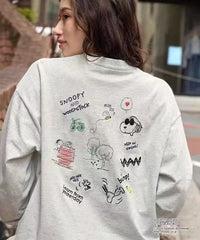 PEANUTS / SNOOPY Vintage Print Oversized Long T-Shirt