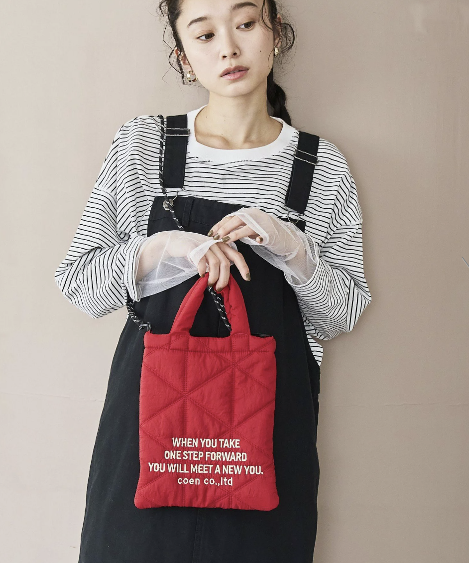 日本直送 Logo Embroidery Geometric Pattern Quilted 2way Shoulder Bag