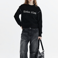 MATIN KIM  COLOR LINE POINT LOGO KNIT PULLOVER