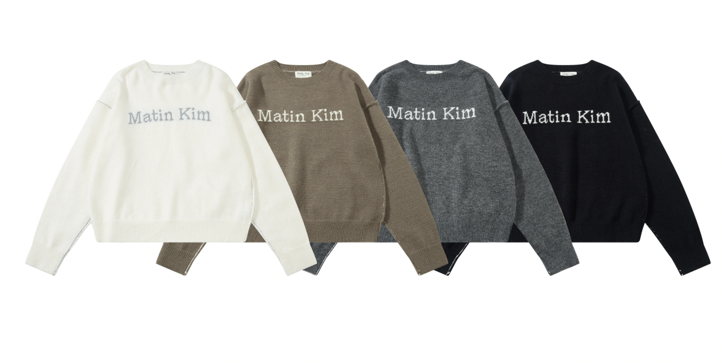 MATIN KIM  COLOR LINE POINT LOGO KNIT PULLOVER