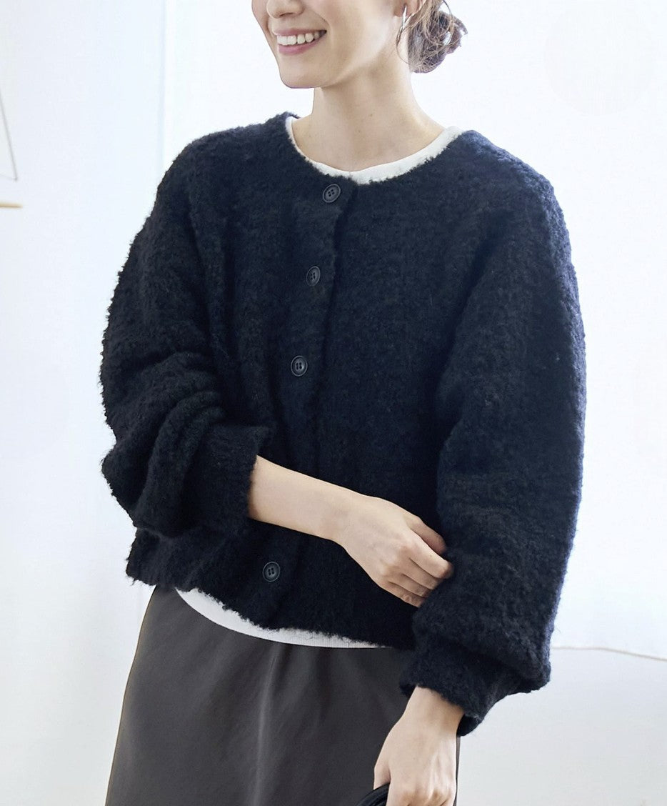 日本直送 Boucle 2-Way Mixed Knit Cardigan - HLY & CHOCCICO