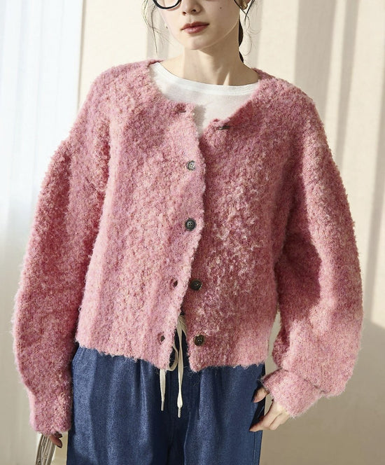 日本直送 Boucle 2-Way Mixed Knit Cardigan